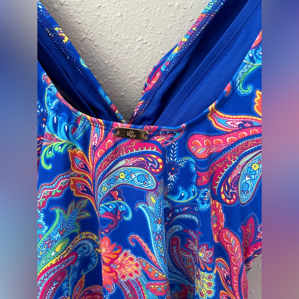 Ralph Lauren Summer Paisley Twist Over the Shoulder One Piece Size 8 New - Picture 6 of 9